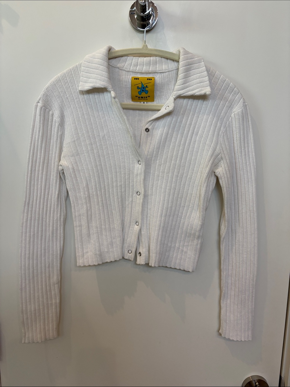 UNIF White Ribbed Cardigan